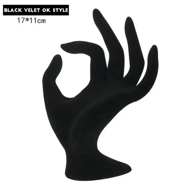 OK Style Jewelry Display Stand Red Black Frosted White Hand Finger Shape Display Ring Bracelet Necklace Watch Key Holder Rack
