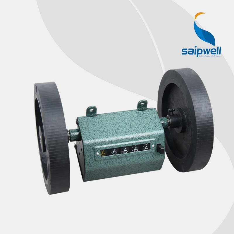 Digital Length Meter Counter With Rolling Wheel | 0-999999 Count, Feet/Meter/Yard, 110V, Dual Relay Outputs