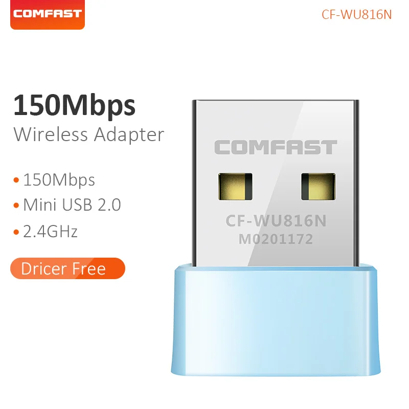 Сетевая карта Comfast 150 Мбит/с 2 4 ГГц мини драйвер Бесплатный USB Wi Fi адаптер Ethernet