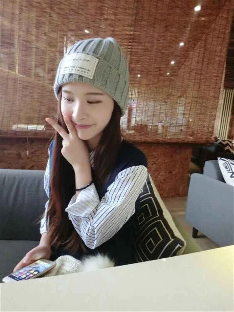 2018 Patch Wool Hat Autumn And Winter Warm Knit Student Hat Tide Men And Women Cold Cap Pullover Cap Pointed Hat ACI89 (6)
