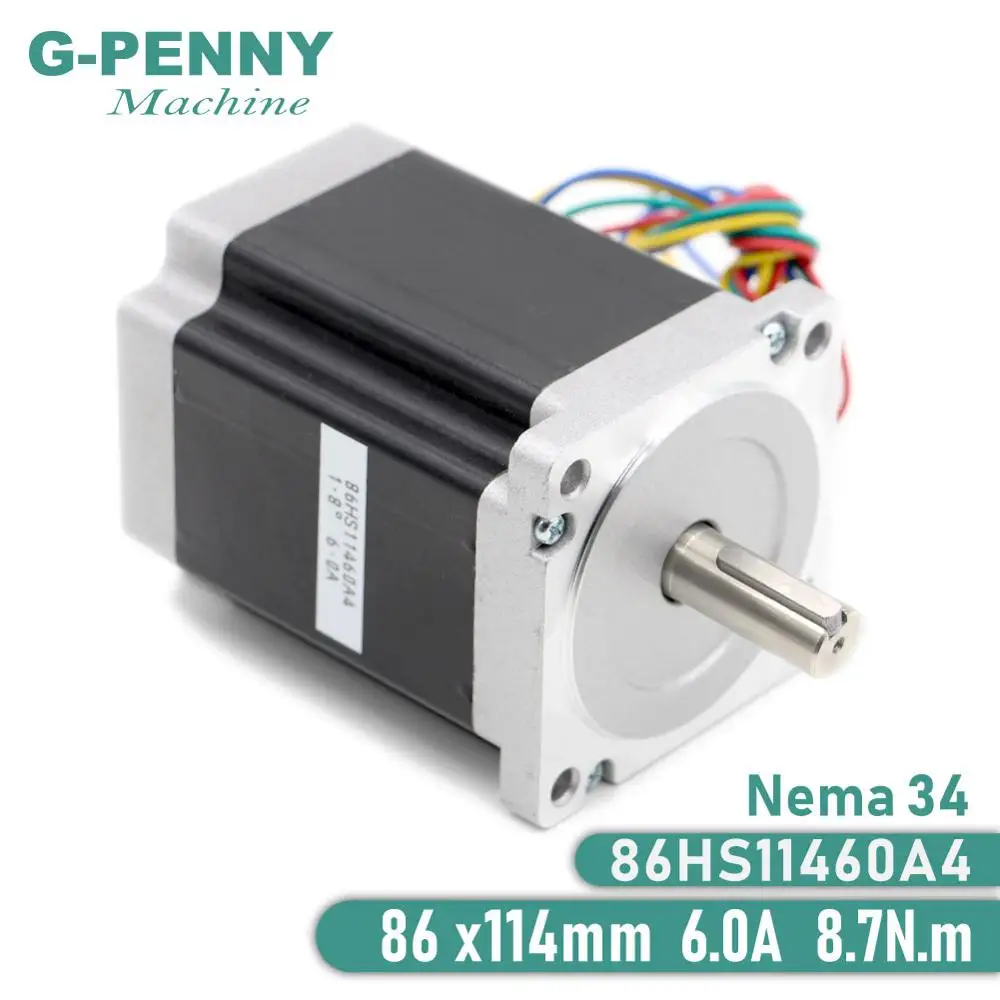 US $38.44 NEMA 34 Stepper Motor 86X114mm 87 Nm 6A 14mm Shaft Stepping Motor 1172Ozin for CNC Laser Engraving Milling Machine