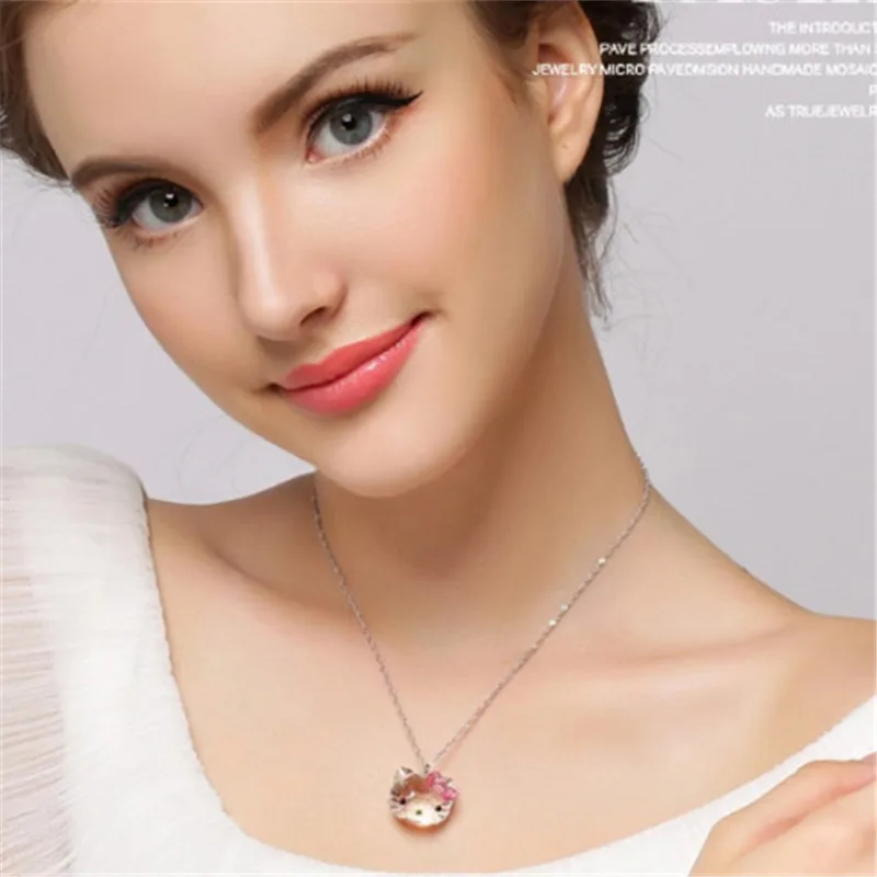 Hello Kitty Crystal Pendant Necklace – allforjj