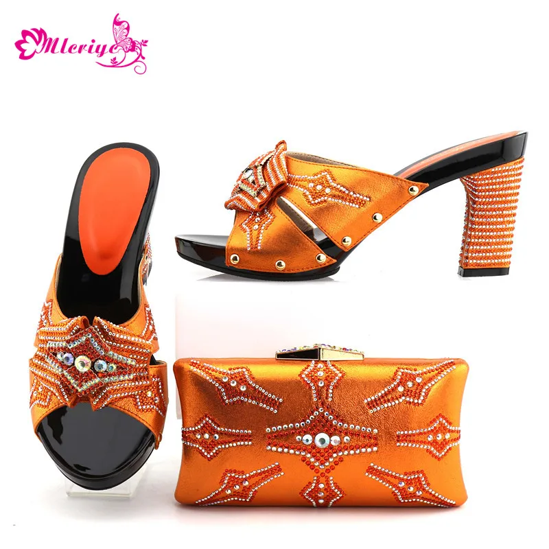 

New Arrival African Shoe and Bag Decorated with Rhinestone Ladies Shoes with Matching Bags Set Designer Shoes Women Luxury 2018