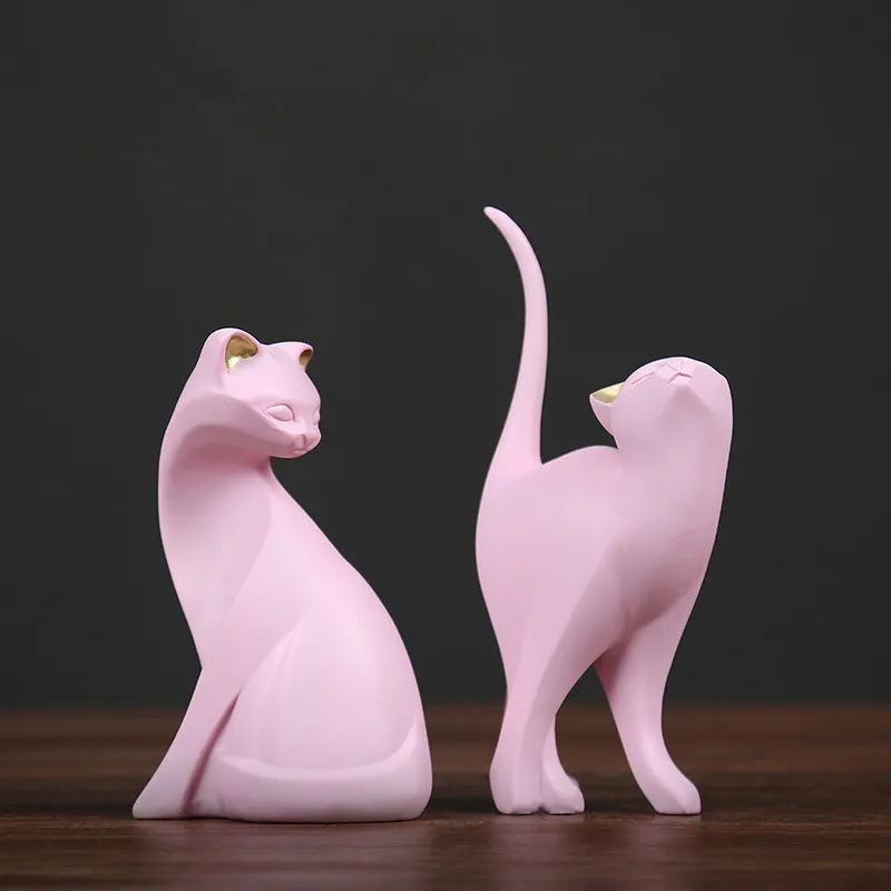 

New arrival Resin Pink Cat Home Cabinet Office Decoration Ornament