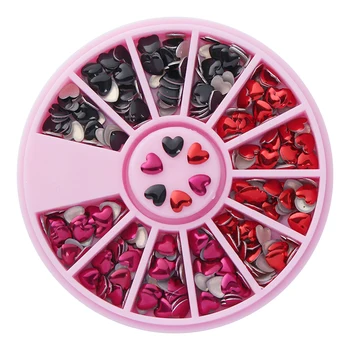 

1 Box Heart Design 3D Nail Art Decorations in Wheel Mixed Color Rhinestones DIY Nail Art Accessories
