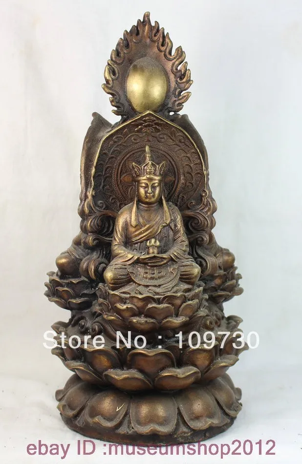 

GG 0021 10" Tibetan Bronze Shakyamuni Kwan-yin Ksitigarbha 3 Face Buddha Gods Statue