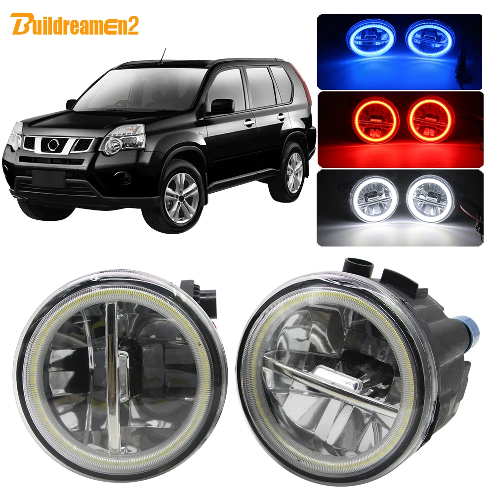 

Buildreamen2 For Nissan X-Trail T31 2007-2013 Car H11 LED Bulb Fog Light Kit 4000LM Angel Eye Halo Ring Daytime Running Lamp 12V