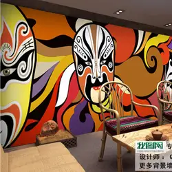 Бесплатная доставка Пользовательские wallpapersChinese Пекинская опера маска Restaur моющиеся обои для kitchealln 3d обои кухня
