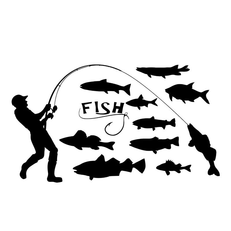 

16.7*9.5cm Fisherman Vinyl Car Stickers Decals Auto Windows Accessories for Peugeot 206 Subaru Volkswagen Renault Clio Suzuki