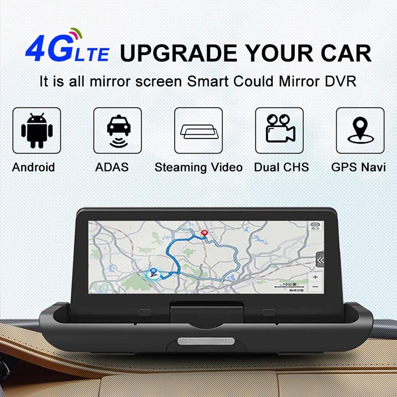 4G авто 8 дюймов ips Android 5,1 wifi FHD 1080P двойной объектив регистратор мониторинг парковки Bluetooth ADAS Автомобильный gps DVR камера навигация