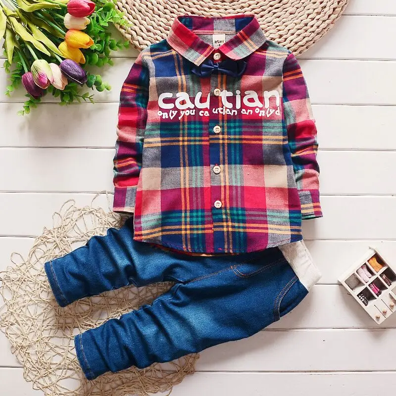 2017 Spring Kids Warm Kids Costumes Set Boy Children’s Fashion Plaid Suit Boys Clothes Baby Kids Clothing Sets Boy Outfits Brand