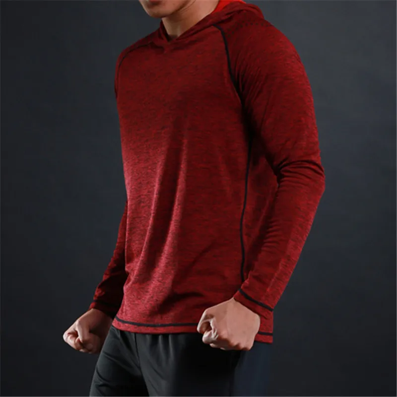 WOSAWE Men Running Hoodie Shirts Fitness Sweatshirt Quick-dry Gyms Clothing Long-sleeve Training T-Shirt Sports Shirts