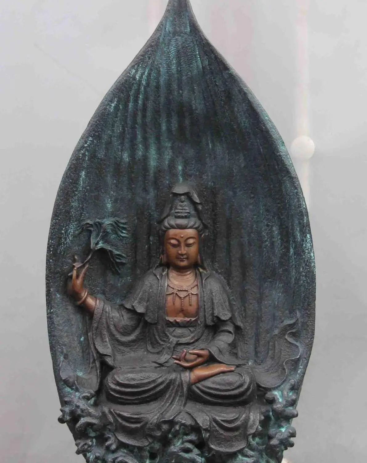 

China Buddhism Bronze Copper Fane Kwan-yin Guanyin Bodhisattva Sculpture Statue