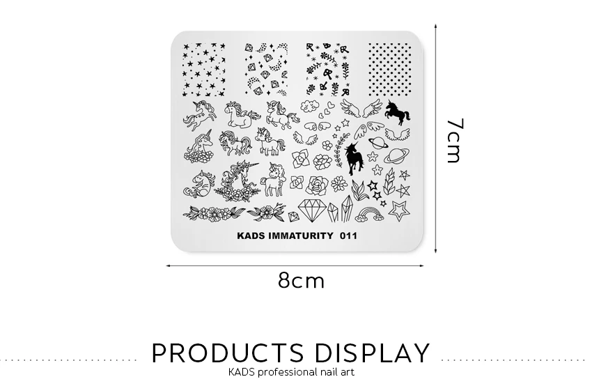 KADS immatisy 011 лак для ногтей штампованные пластины лошадь цветок бриллианты шаблон изображения DIY маникюрные трафареты инструменты