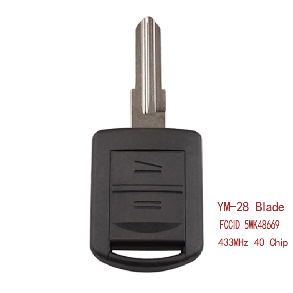 KEYYOU 2 кнопки дистанционного ключа автомобиля 5WK48668 для Opel AGILA Марка Meriva Astra CORSA C COMBO VAN TIGRA VECTRA 433,9 МГц с чипом ID40 - Количество кнопок: YM-28 Blade ID40