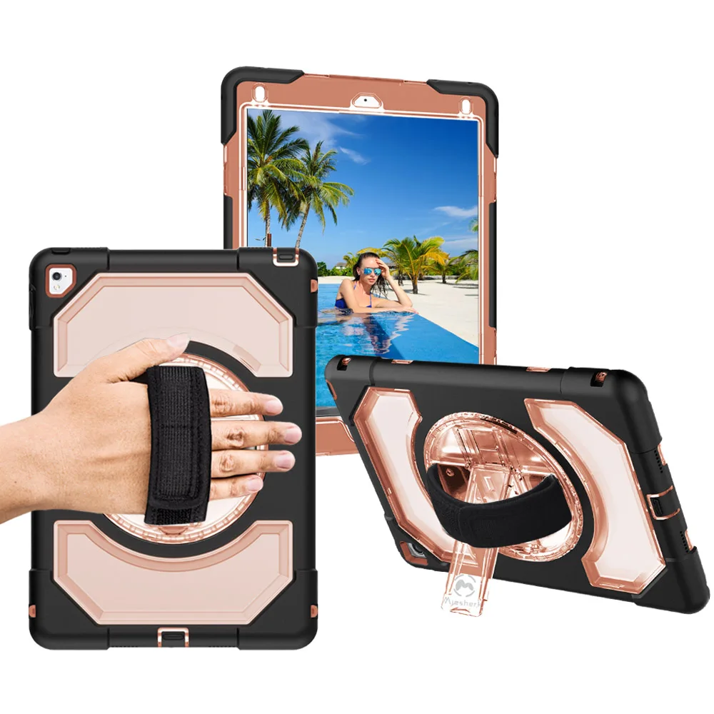 

Miesherk Case for iPad Air 2 A1566 A1567 Eco-friendly Silicone 360 Degree Rotation Tablet Protective Cover Case with Kickstand