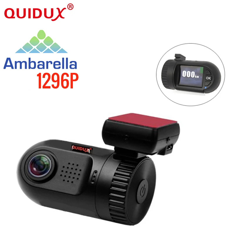 

QUIDUX Car DVR Dash Camera Ambarella A7 chip Mini 0805 HD 1296p 1.5"WDR Night Vision Auto Registrator Video Recorder dashcam