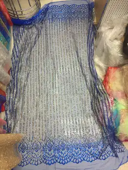 

African Vertical bar French net lace fabric sequins and embroidery glitter Tulle lace for dress
