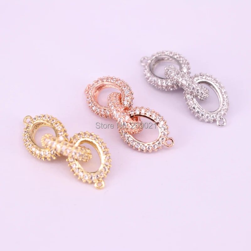 

8Pcs Link Chain Shape Pave CZ Charm Connector Bead Jewelry for Bracelet Making