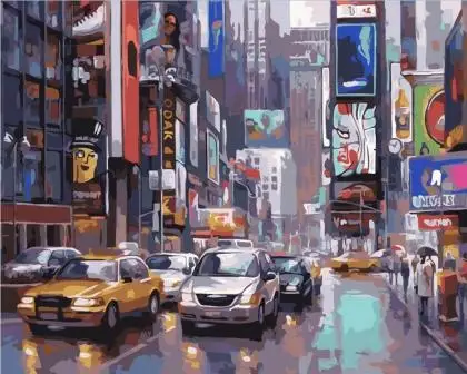 

busy New York city Frame DIY Painting By Numbers Kits Coloring Paint On Canvas Hand painted Oil Painting Home Decor For 40x50cm