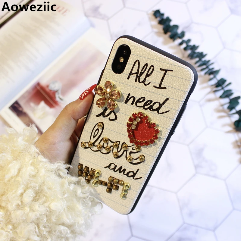 Aoweziic Luxury Love WiFi willow nail extravagant drill For iphone X XR XS MAX mobile phone shell 6s 7 8Plus protection sleeve