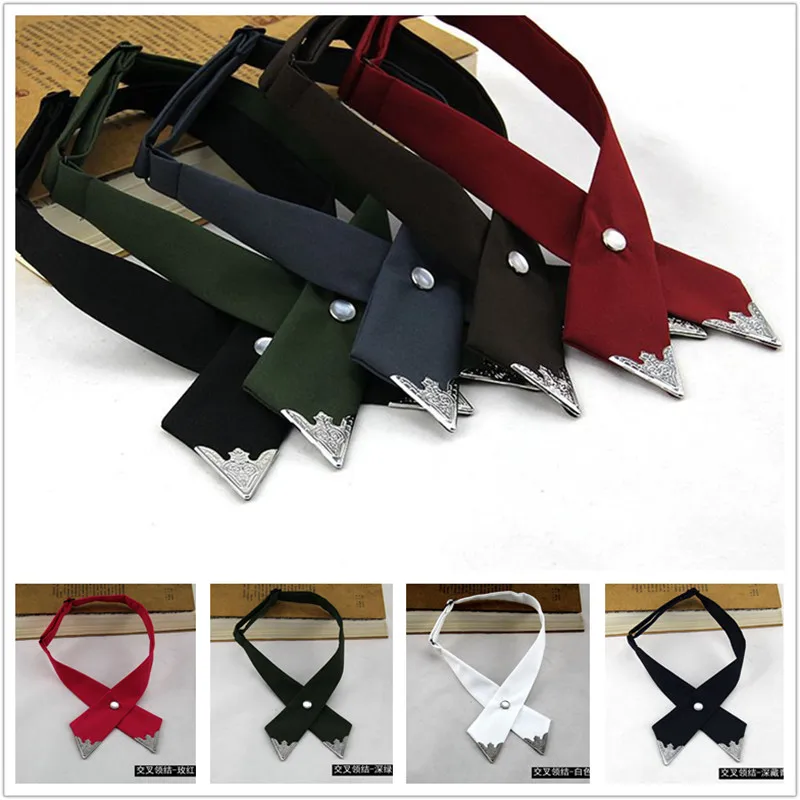 Галстуки-бабочки для мужчин и женщин, однотонные, деловые, повседневные, крестообразные, формальные, мужские, свадебные, с металлическим воротником, GPD8813