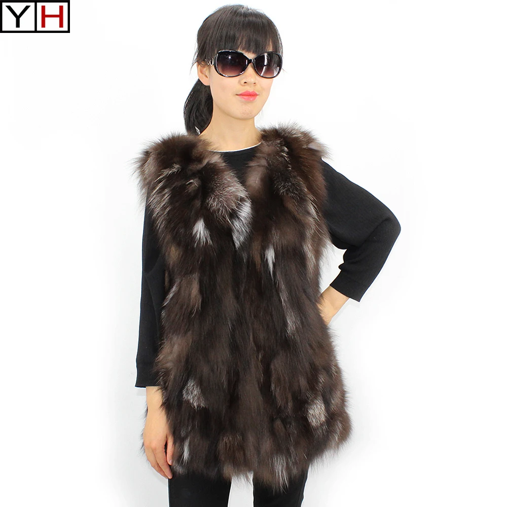 2018 Winter women real fox fur vest female natural fox fur