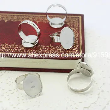

Sweet Bell 100pcs/lot Fashion Vintage Adjustable Ring Bases Blanks 18*13mm Plating Silver Cabochon Rings J2044
