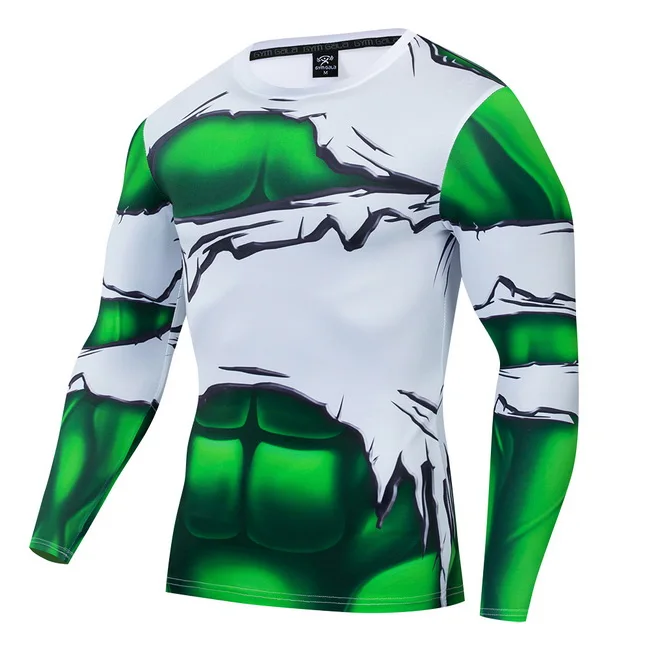 Fitness t men Autumn 3d print compression shirt Long sleeve tops fashion - Цвет: CT035