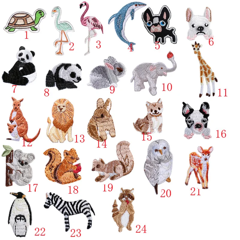 

20pcs/lot Forest Animal Embroidery Patches Kids Clothes Decoration Sticker Panda Whale Rabbit Sewing Accessories Wholesale