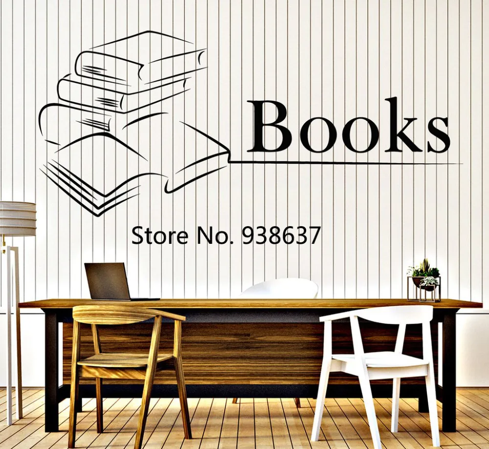 Book Wall Vinyl Decal Books Reading Bookstore Library Interior Decor
