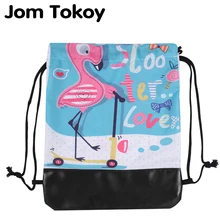 Jom Tokoy новые школьные рюкзаки для девочек с завязками 3D печать Фламинго узор женская сумка на шнурке