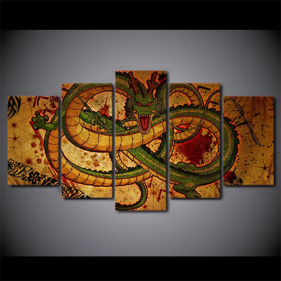 Lienzo pintura salón pared póster Marco en Modular HD impresión 5 paneles decoración imagens dibujos animados Dragon Ball