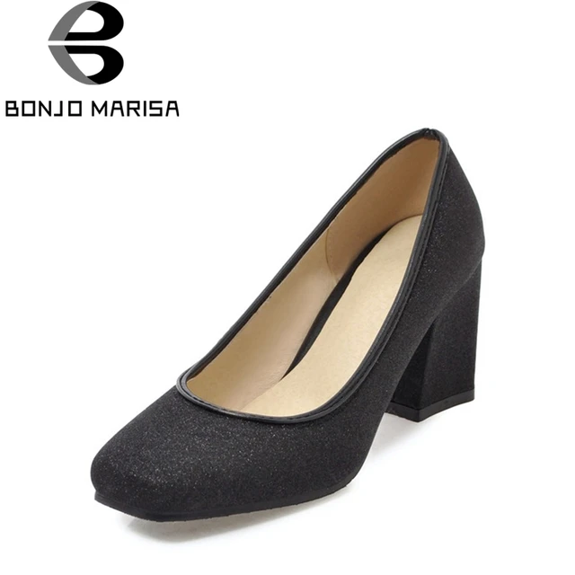 Bonjomarisa Women S Chunky Heels Bling Upper Office Shoes Woman Bonjomarisa Women S Chunky Heels Bling Upper Office Shoes Woman Purple Gold Silver Black Pumps Size