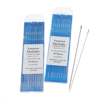 

DRELD 10pcs/lot WT20 Tungsten Electrode Professional Tig Rod 1.6mm 2.4mm 2% Thoriated for Tig Welding Machine 175mm Red Tip