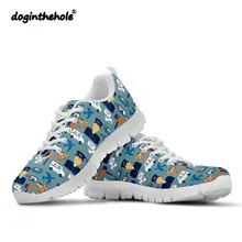 Doginthehole/Модная прогулочная обувь с рисунком почтового носителя, спортивная женская обувь на плоской подошве для фитнеса, удобная обувь на шнуровке для тенниса, Femme