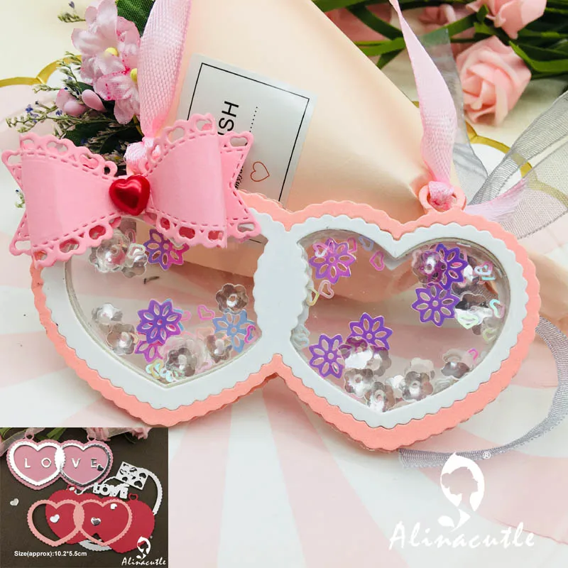 

METAL CUTTING DIES cut die alinacraft double heart tag love Scrapbook paper craft album card punch knife art cutter die
