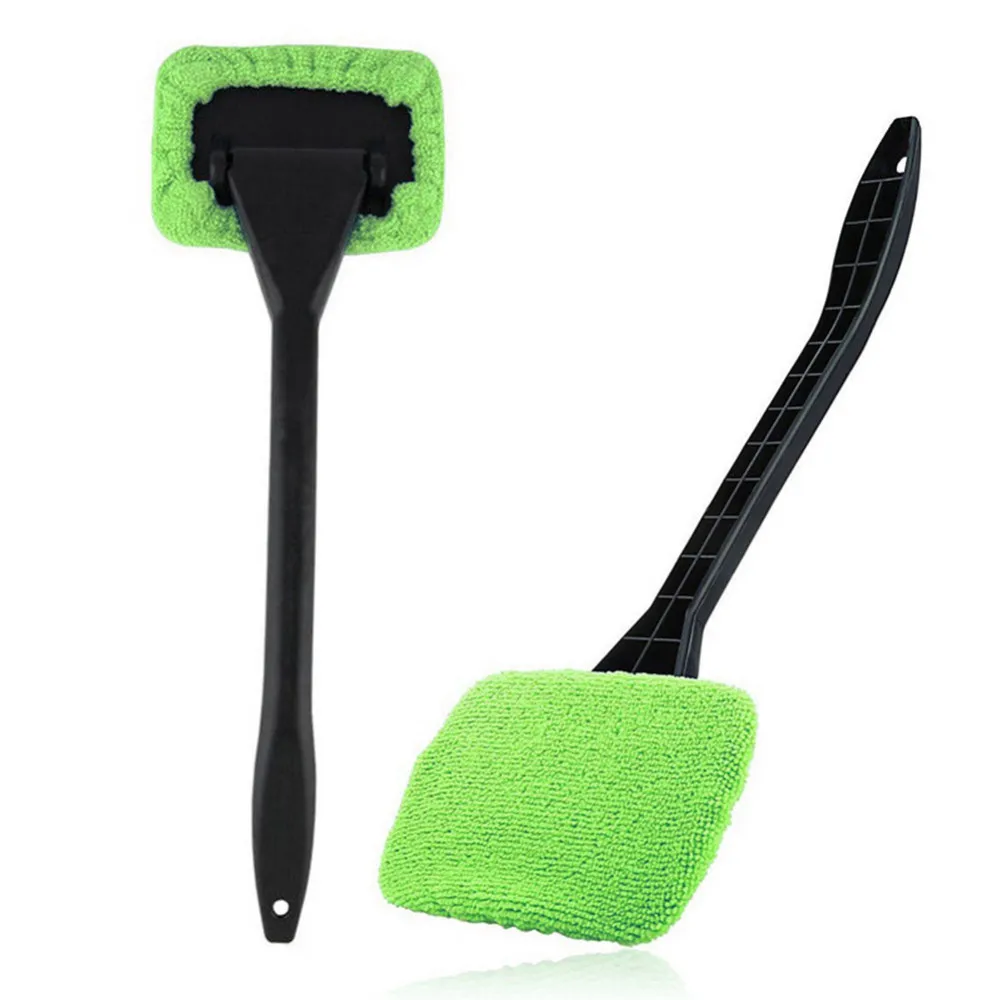 Щетка для мытья автомобиля из микрофибры на лобовое стекло с длинной ручкой и защитой от пыли - Цвет: Green