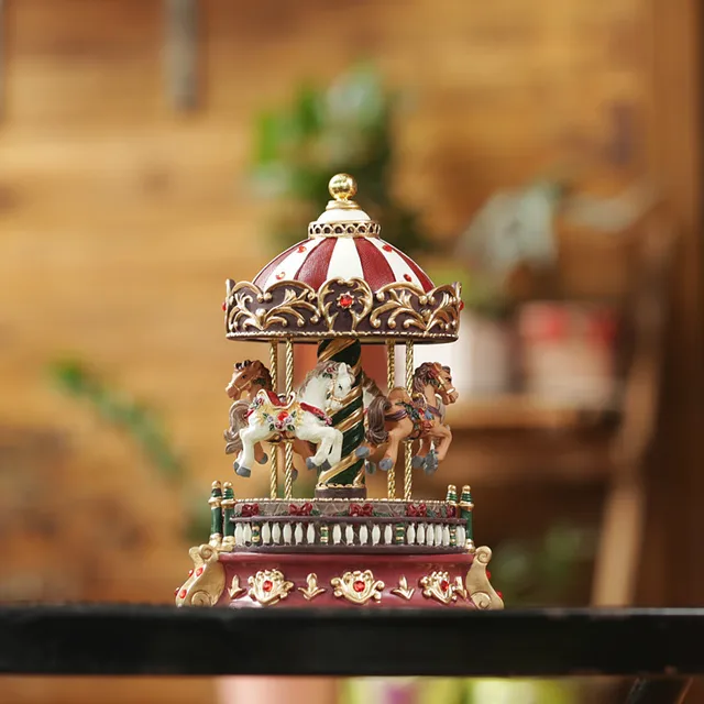 Romantikus Körhinta Zenei Doboz Vintage Forgó Vidám Karácsonyi Szokatlan Ajándékok, Otthoni Dekoráció - Image 2