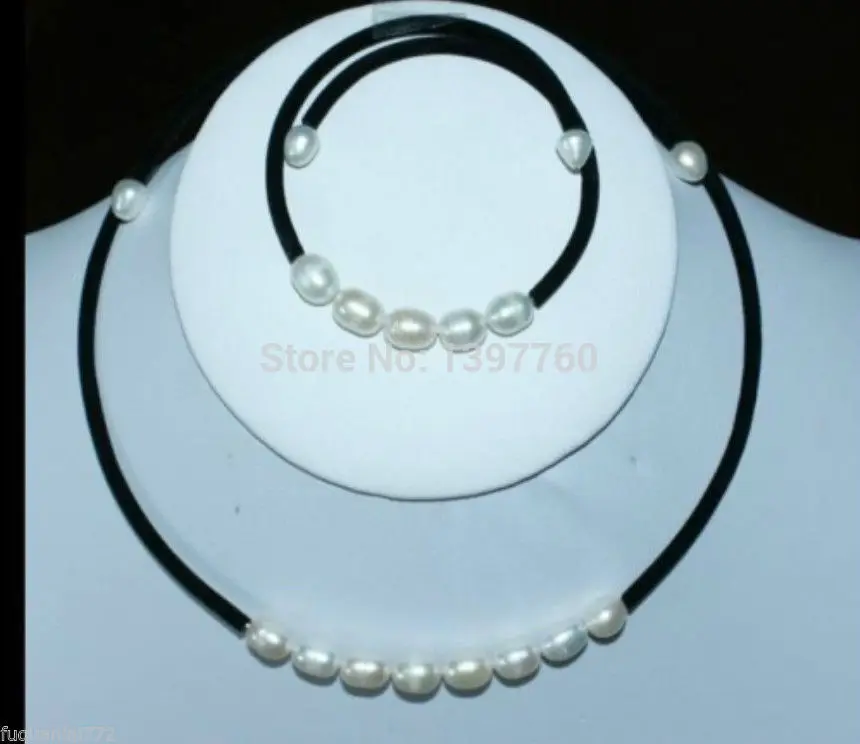 

Miss charm Jew.147 7-8MM White Akoya Cultured Pearl Necklace bracelet 5pc jewelry set jewelry set (A0423)