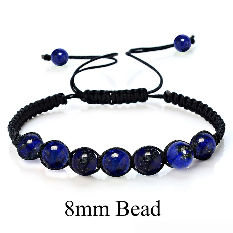 Lapis lazuli Mibrow 8 мм натуральные кристаллы аметиста камень бусины браслет для мужчин Strand браслеты для женщин Homme Femme Йога браслет мужские ювелирные изделия - Окраска металла: Lapis lazuli
