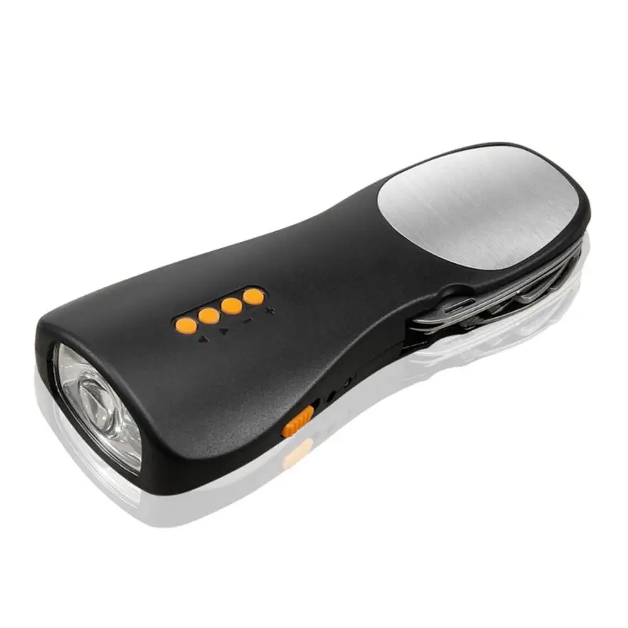 

Multifunction Outdoor Cycling Led Flash Light Alarm FM Radio USB Charging Flashlight Safe Hand-operated Power Generat Speaker P5