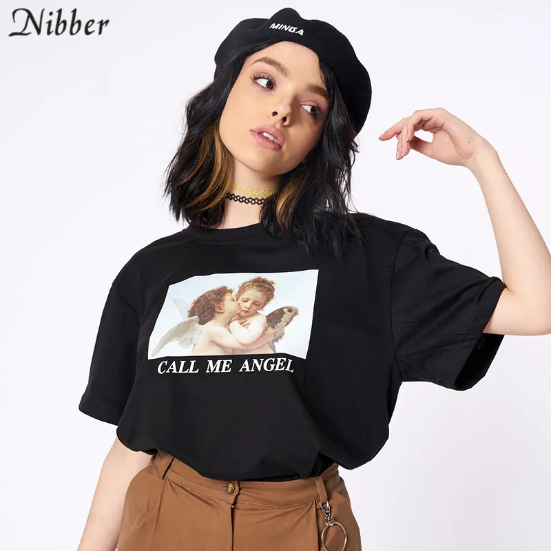 Nibber/летние милые хлопковые укороченные топы с рисунком из мультфильма, женская футболка, модная базовая Уличная Повседневная одежда с коротким рукавом, футболки, женские футболки