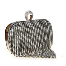 Новая Серая женская сумка, сумочка, Свадебная вечерняя сумочка, клатч, модные вечерние сумочки, сумка для макияжа с кисточками 09300-B