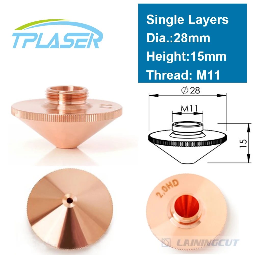 

Laser Nozzle Single Layer Dia.28mm Caliber 0.8 - 4.0 OEM Precitec for Precitec FIBER Laser Cutting Head