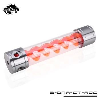

BYKSKI Length 180/260MM X 50MM Aluminum Acrylic Double Helix T-Virus Cylindrical Water-Cooled Coolant Tank Light System RED DNA
