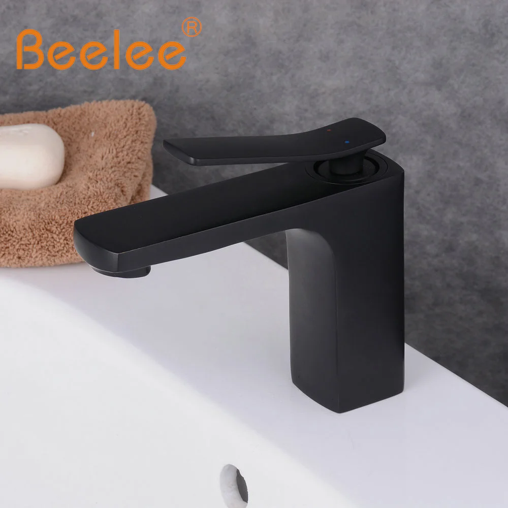 

Beelee Basin Mixer Faucet Modern Single Lever One Hole Vanity Sink Taps Black Robinet salle de bain Faucets