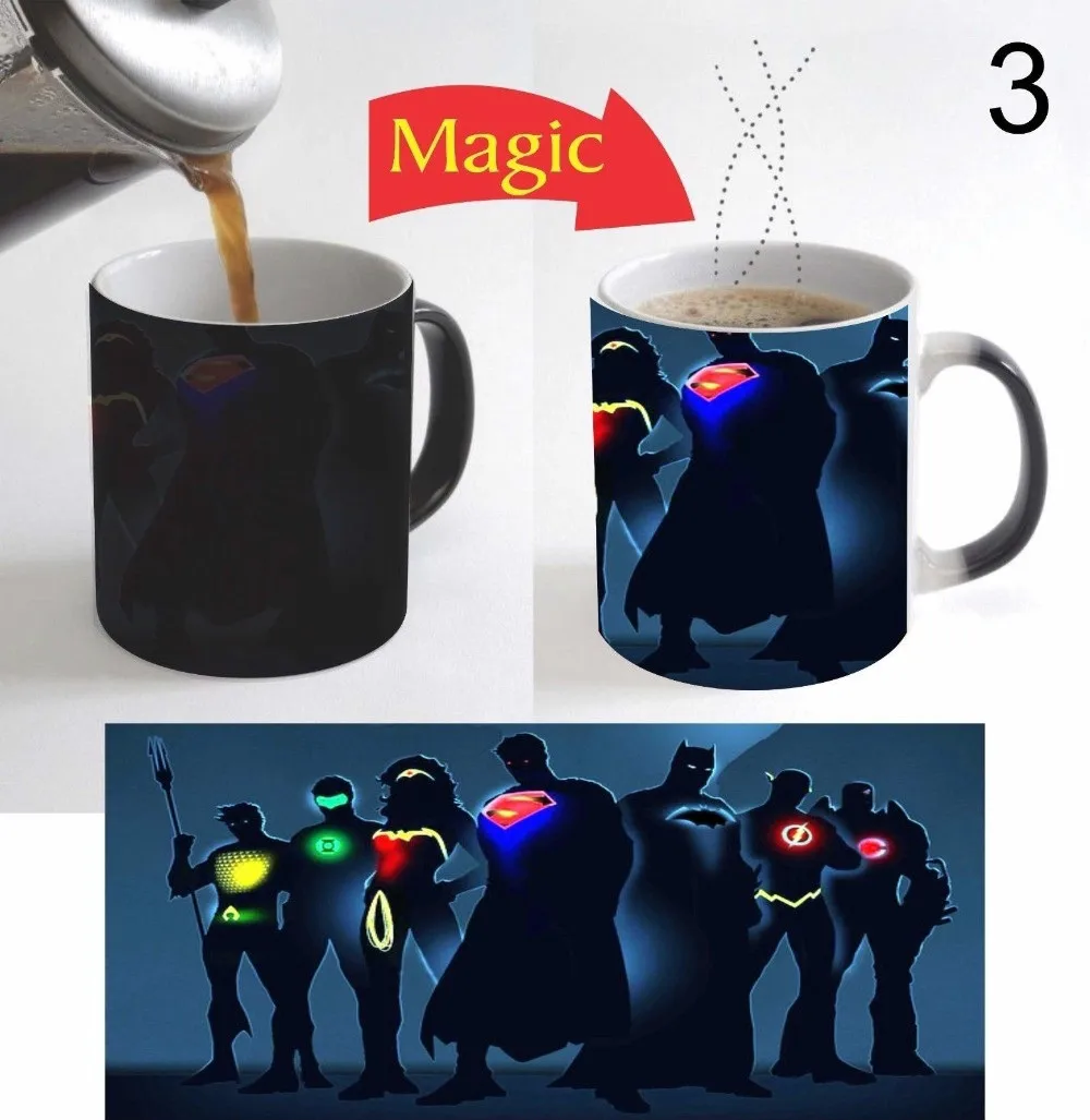 

Super Hero Mugs Coffee Tea Mugs Heat Sensitive Heat Reactive Magic Ceramic Travel Mug