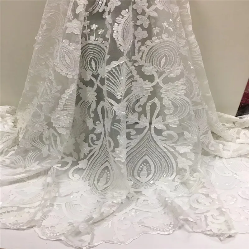 

High-end fashion French Lace Fabric High Quality African Tulle Embroidered flower transparent net Lace Fabric For Wedding yd12