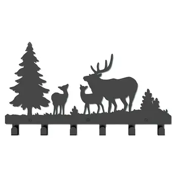 

1 Pc Stainless After the Door Coat Hooks Deer and Trees Art Wall Decor Hanger Key Cothing Holder Indoor Decoration